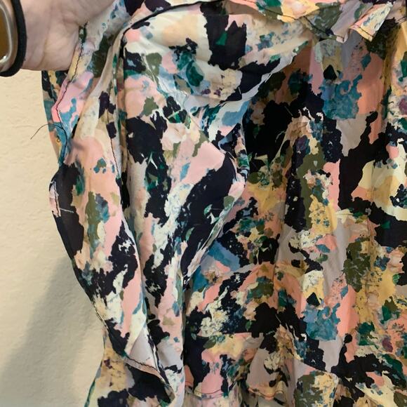 IRO Bloomy Multicolor Abstract Long Sleeve Wrap Mini Dress - Picture 11 of 11